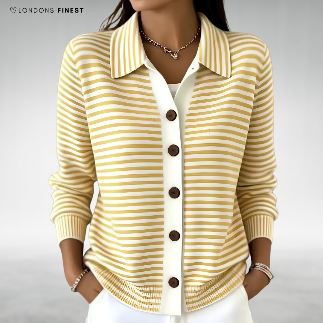 Ofelia Striped Button-Up Cardigan