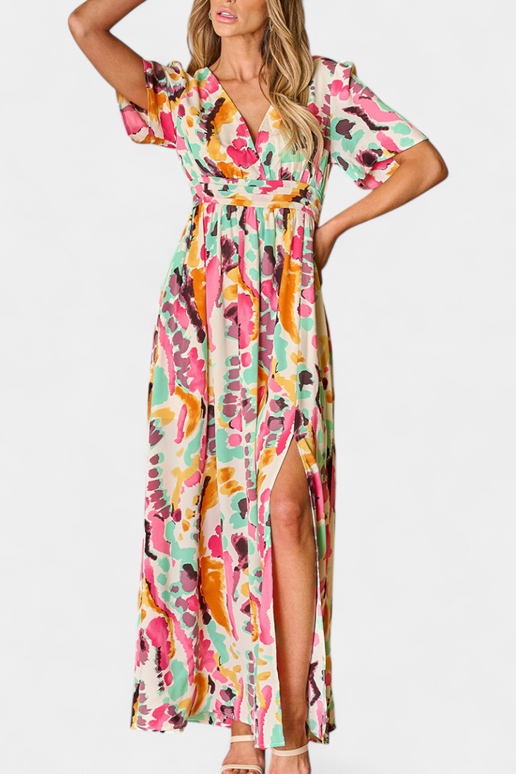 Yuki™ | Tie-Dye V-Neck Dress