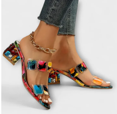 MULTICOLOR PRISMA HEELED SANDALS