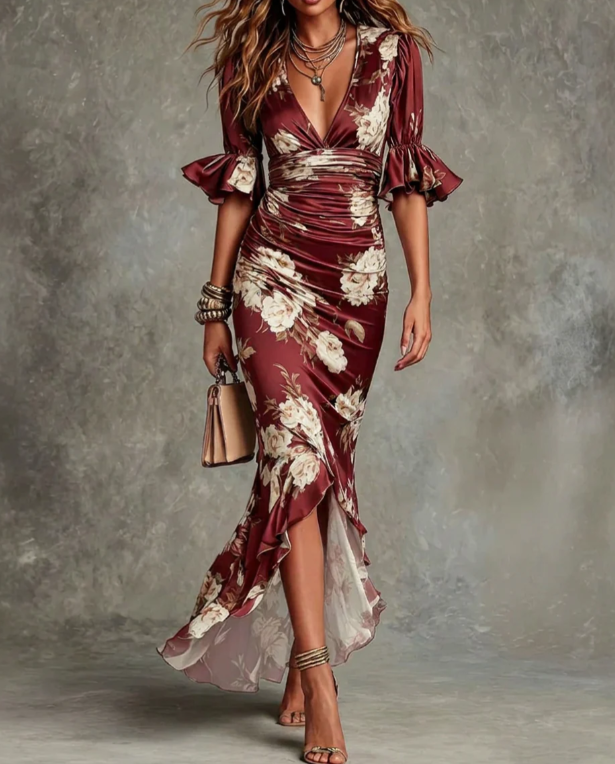 Isabela | Long floral print dress