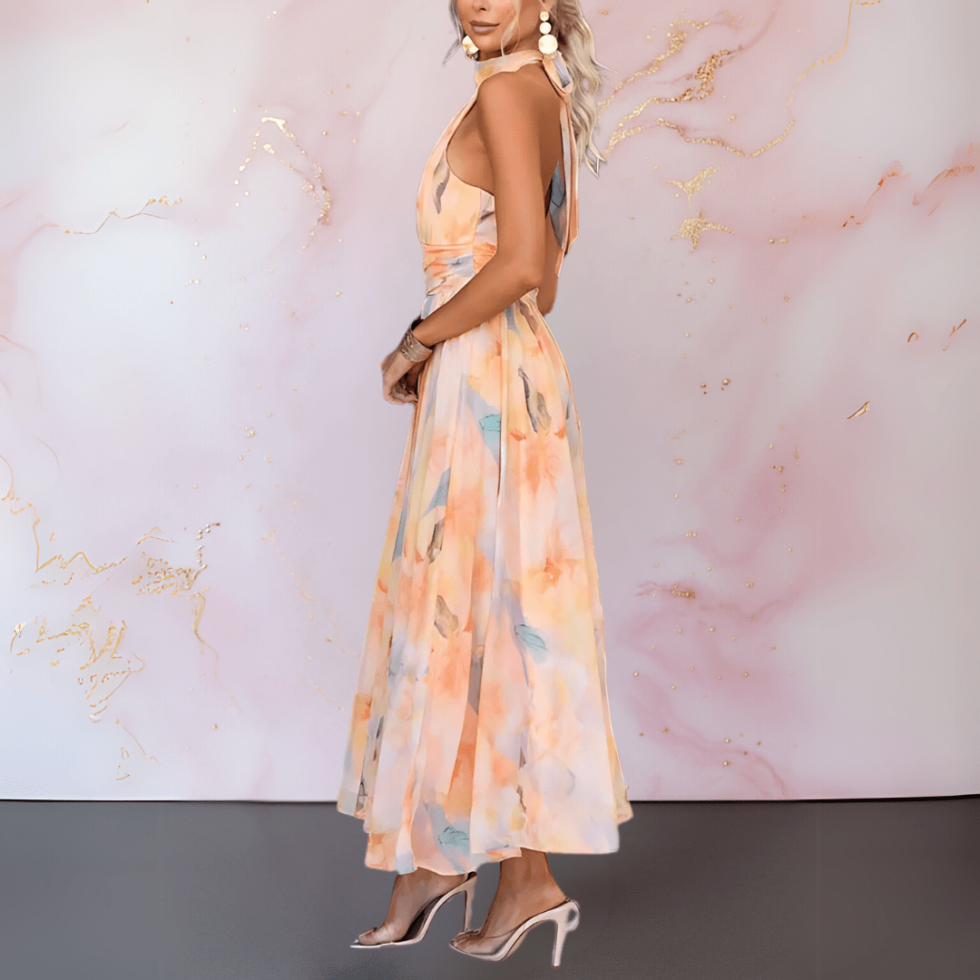 ESTHER™ | Watercolor-Style Halter Dress