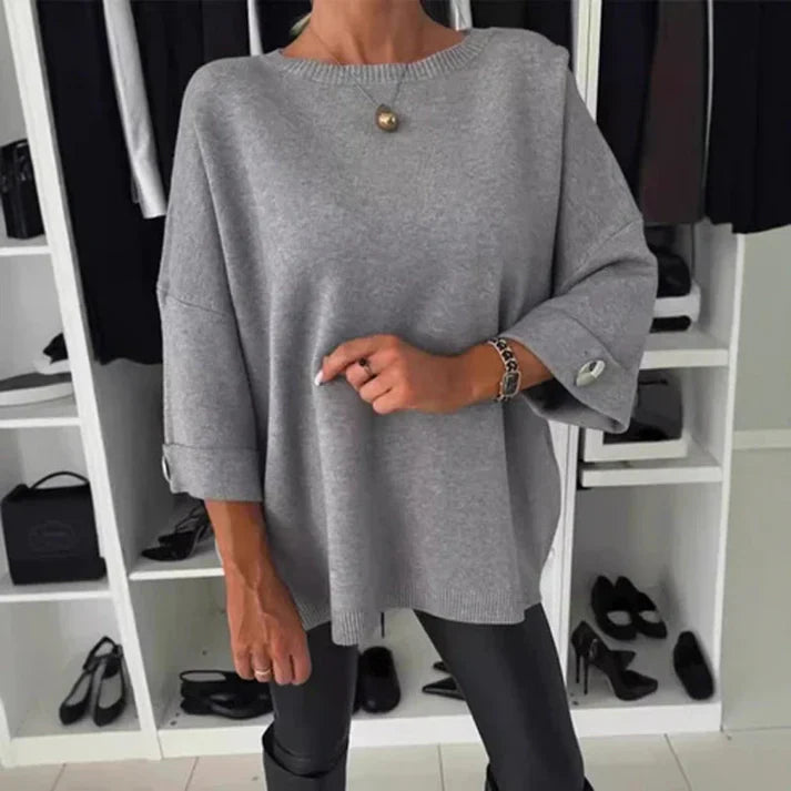 Classic jersey knit blouse with three-quarter sleeves
