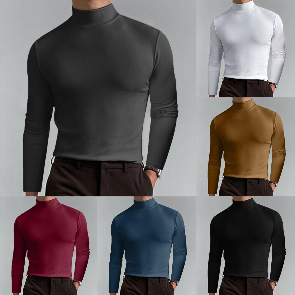 Men's long-sleeve slim fit turtleneck t-shirt