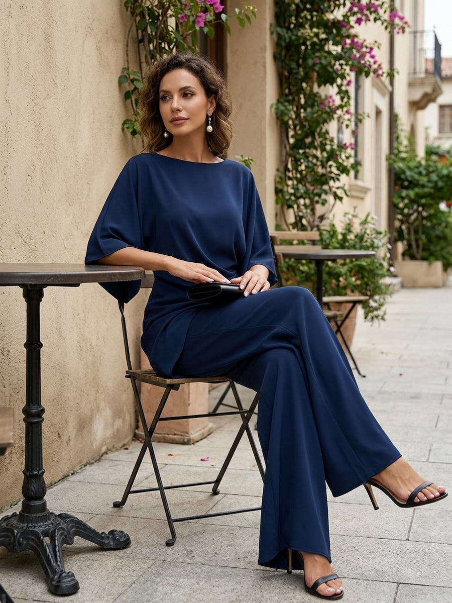 Gabriela | Draped blouse and wide-leg trousers set