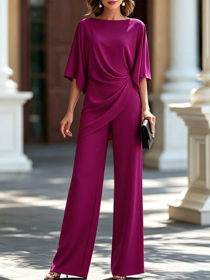 Gabriela | Draped blouse and wide-leg trousers set