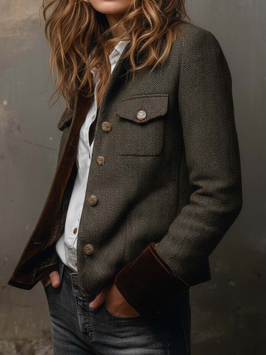 Dorothy | Vintage-Style Herringbone Blazer