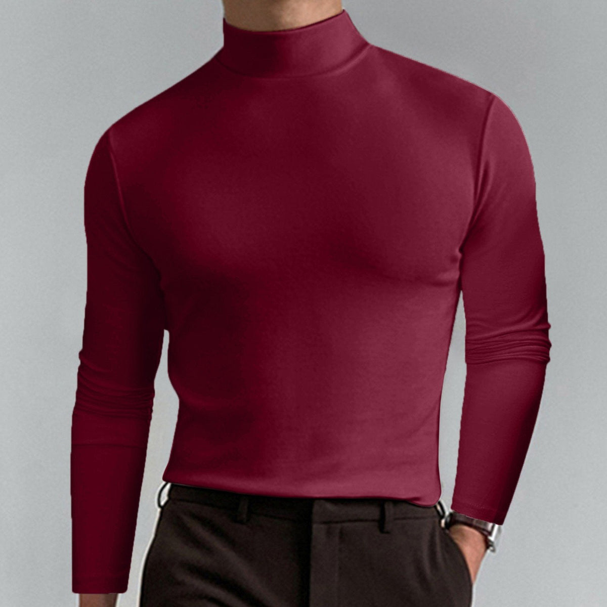 Men's long-sleeve slim fit turtleneck t-shirt