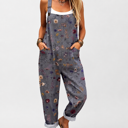 Dark Gray Jumpsuit with Flowers