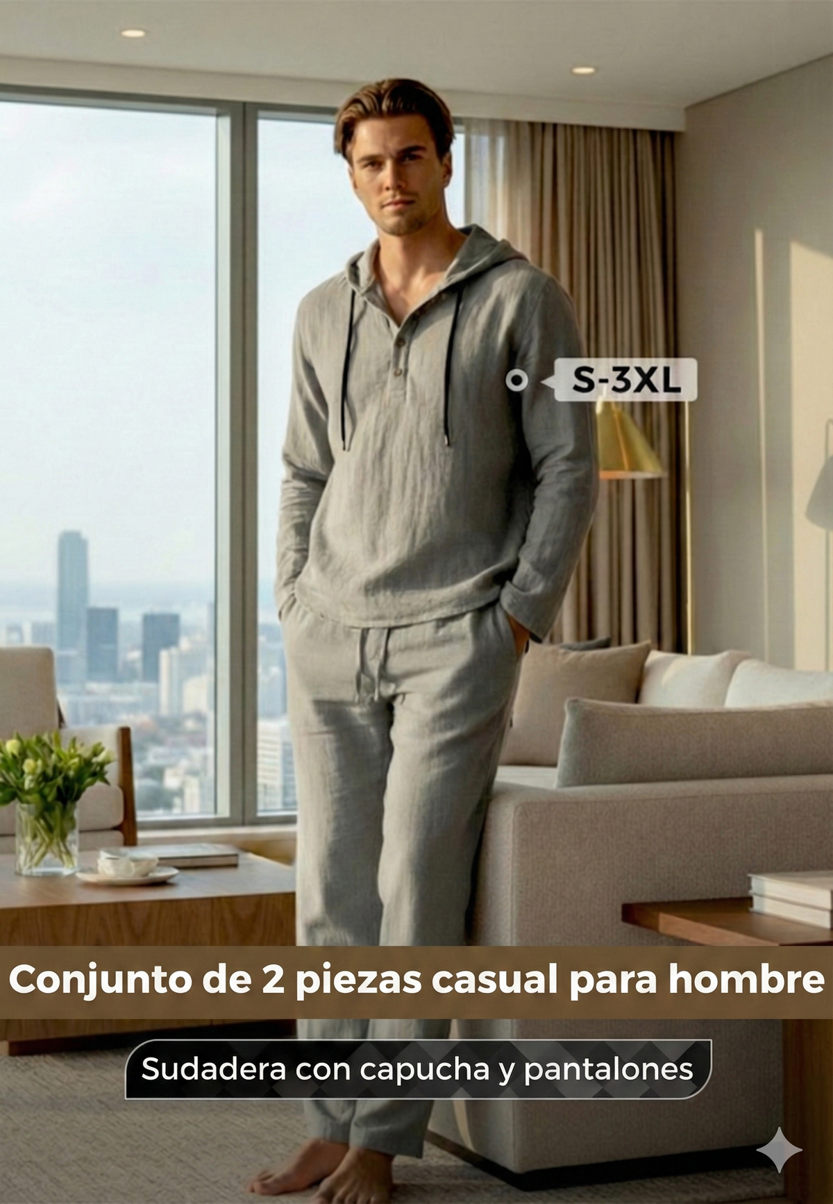 2-piece set: loose hoodie and pants