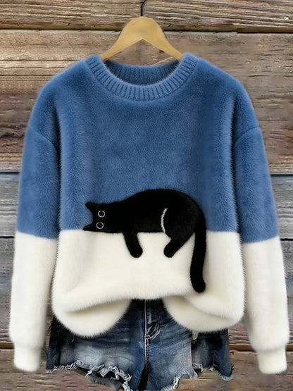 Cristina | Elegant Oversized Sweater with a Cat