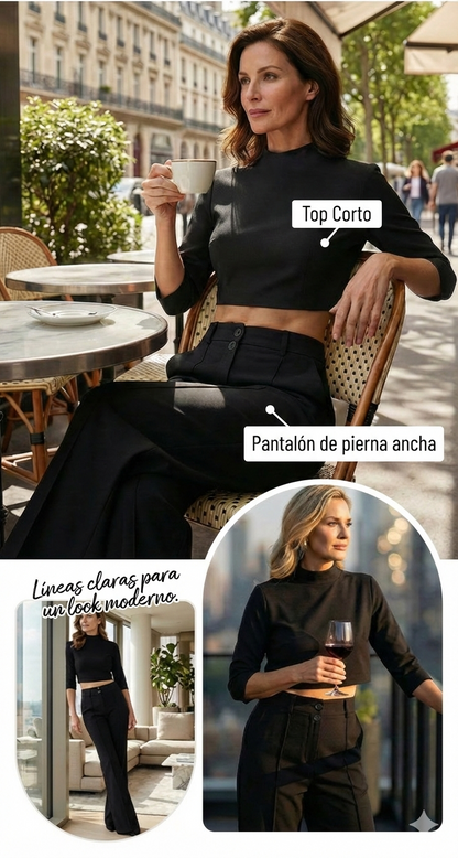 Elegant Set: Top and wide-leg trousers