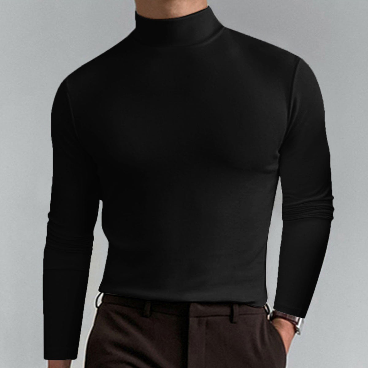 Men's long-sleeve slim fit turtleneck t-shirt