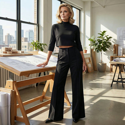 Elegant Set: Top and wide-leg trousers