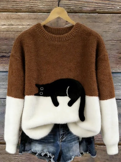 Cristina | Elegant Oversized Sweater with a Cat