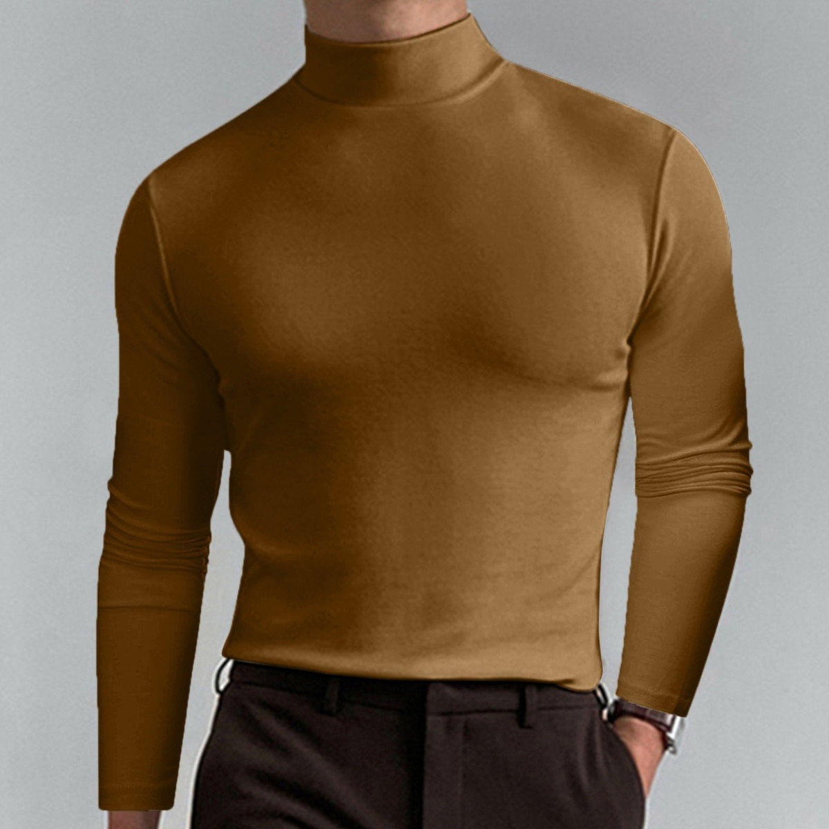 Men's long-sleeve slim fit turtleneck t-shirt
