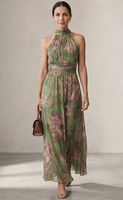 Livia™ | Floral halter maxi dress