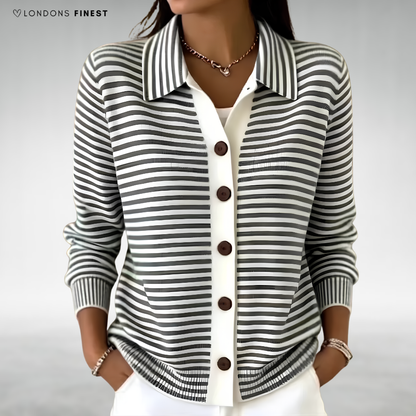 Ofelia Striped Button-Up Cardigan