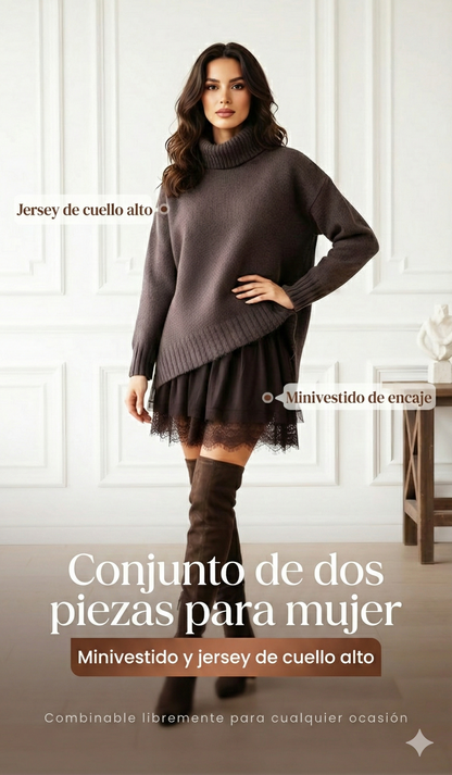 Elegant Turtleneck Sweater and Dress Set