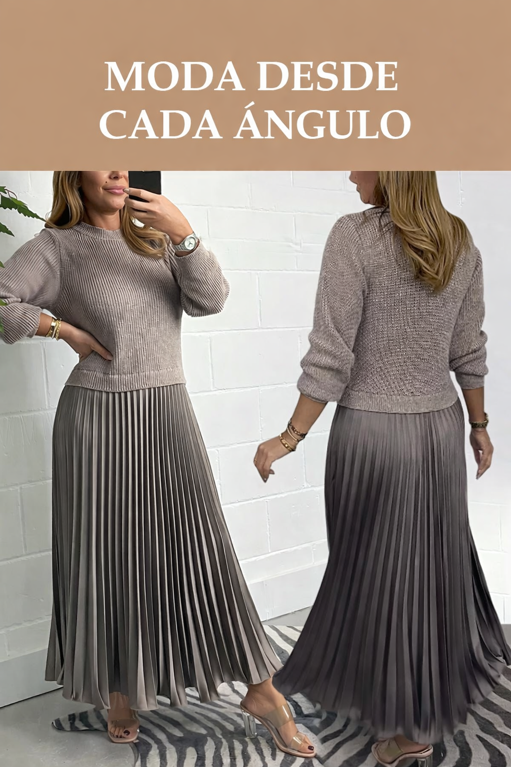 KNIT DRESS WITH PLEATED SKIRT