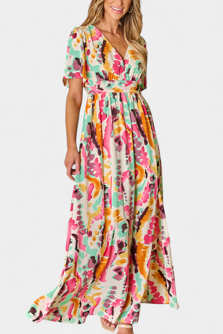 Yuki™ | Tie-Dye V-Neck Dress