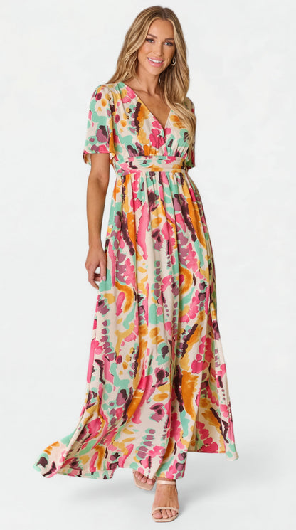 Yuki™ | Tie-Dye V-Neck Dress