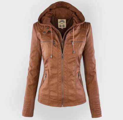 LEATHER HOODED JACKET