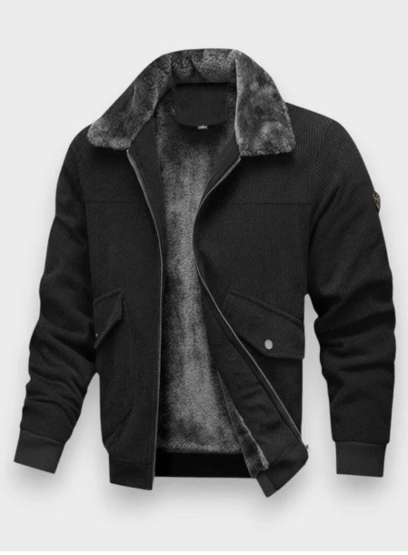 FAUX SHEARLING COLLAR BOMBER JACKET