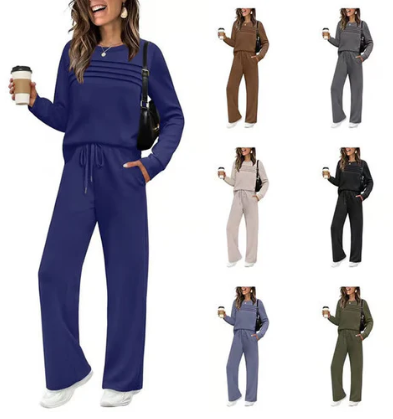 Crew neck set with drawstring pants