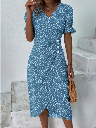 FLORAL BUTTON-FRONT DRESS