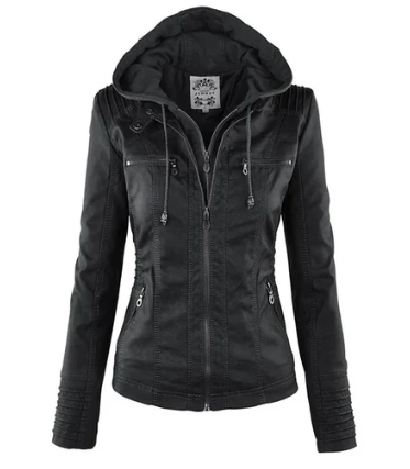 LEATHER HOODED JACKET