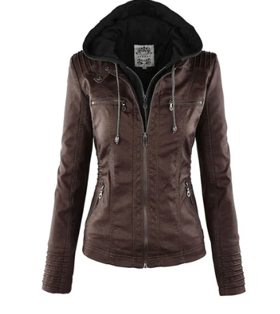 LEATHER HOODED JACKET
