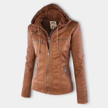 LEATHER HOODED JACKET