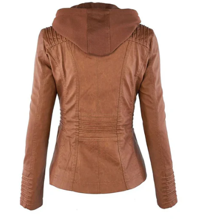 LEATHER HOODED JACKET