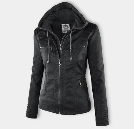 LEATHER HOODED JACKET