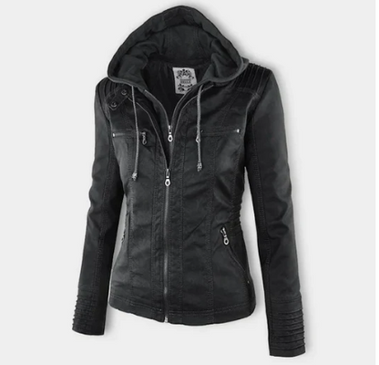 LEATHER HOODED JACKET