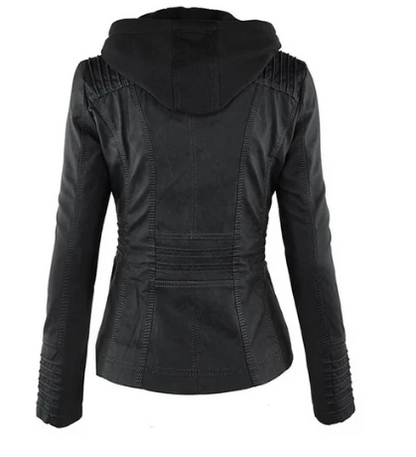 LEATHER HOODED JACKET