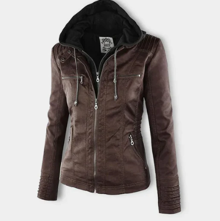 LEATHER HOODED JACKET