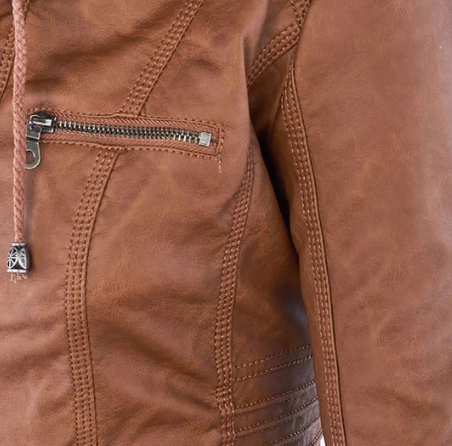 LEATHER HOODED JACKET