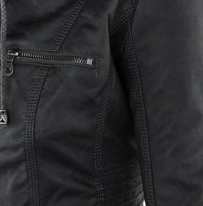 LEATHER HOODED JACKET