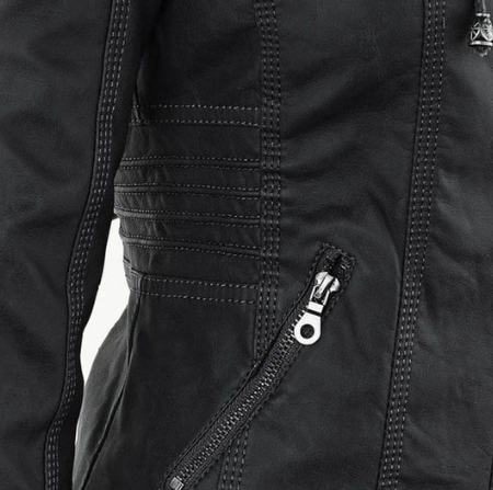 LEATHER HOODED JACKET