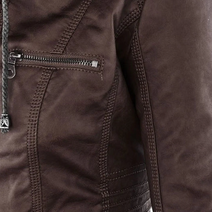 LEATHER HOODED JACKET