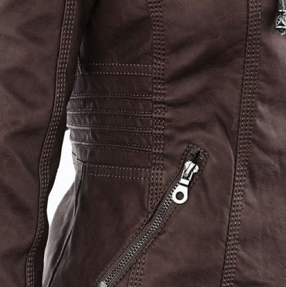 LEATHER HOODED JACKET