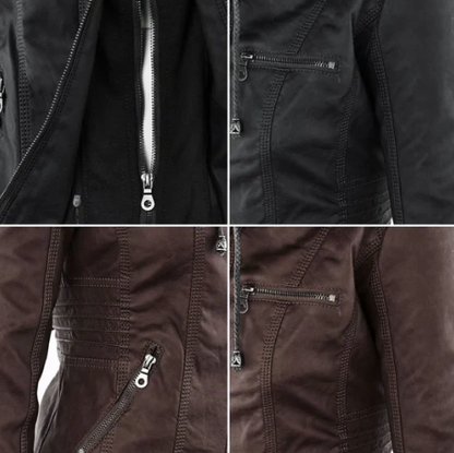 LEATHER HOODED JACKET