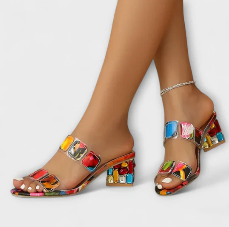 MULTICOLOR PRISMA HEELED SANDALS