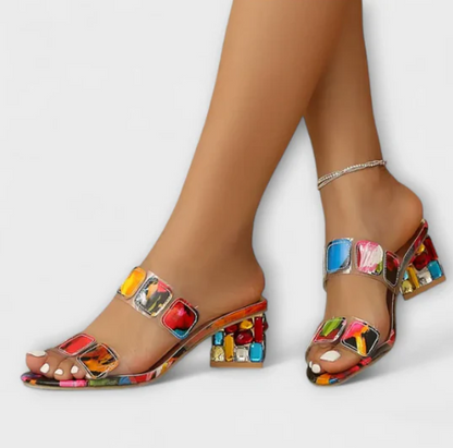 MULTICOLOR PRISMA HEELED SANDALS
