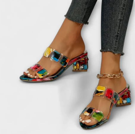 MULTICOLOR PRISMA HEELED SANDALS