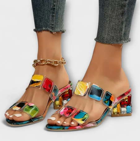 MULTICOLOR PRISMA HEELED SANDALS
