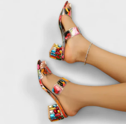 MULTICOLOR PRISMA HEELED SANDALS