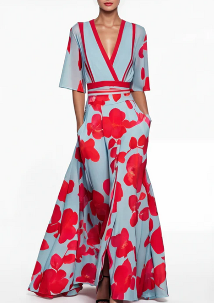 Valentina™ | Elegant long dress with a deep neckline