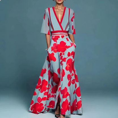 Valentina™ | Elegant long dress with a deep neckline